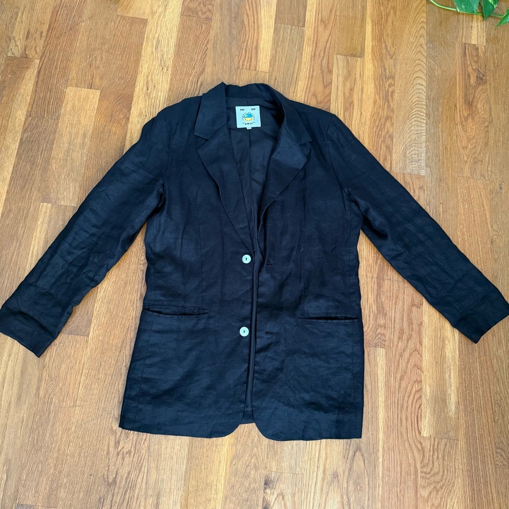 UNIF Black Linen Blazer Suit Jacket - M